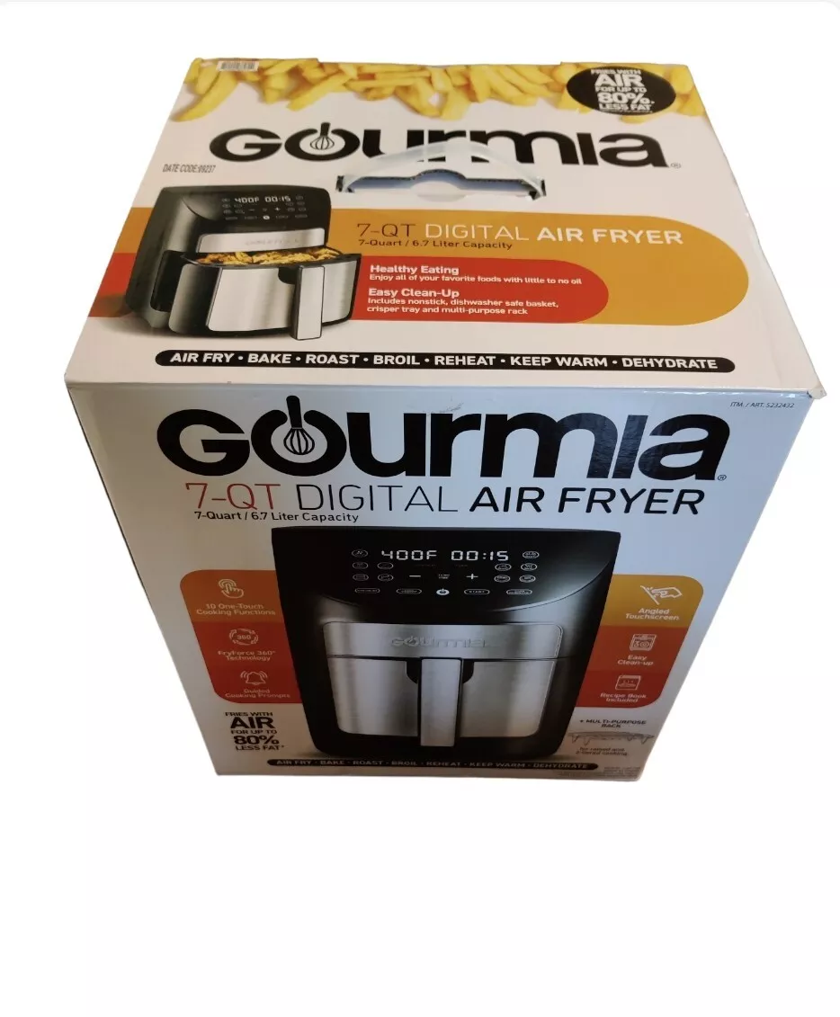 Gourmia 7 Qt Digital Air Fryer with Guided Cooking, Stainless