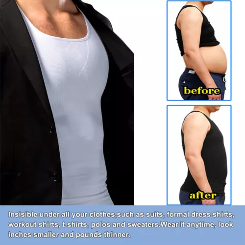 MENS SLIMMING BODY SHAPER BELLY TUMMY CONTROL SHIRT COMPRESSION VEST UNDERWEAR - Bild 6 von 22