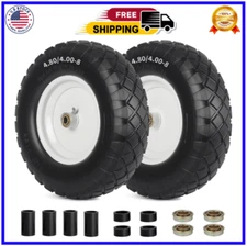 GICOOL 4.80/4.00-8" Wheelbarrow Tire 16" Flat-Free Solid Tire and Wheel 2 Pack