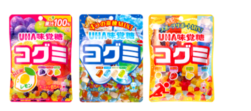 UHA Mikakuto, Kogumi, winzige süße Gummikonöcker, 4 Geschmacksrichtungen Sortiment, Japan, S9 - Bild 1 von 3