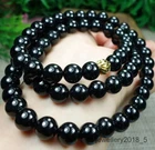 Certified Black Green Burma 100% Natural A jadeite jade Necklace 墨翠项链 26inches