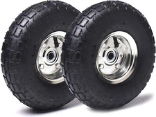 (2 Pack) 10" Heavy-Duty Replacement Tire and Wheel - 4.10/3.50-4" with 10" Inne