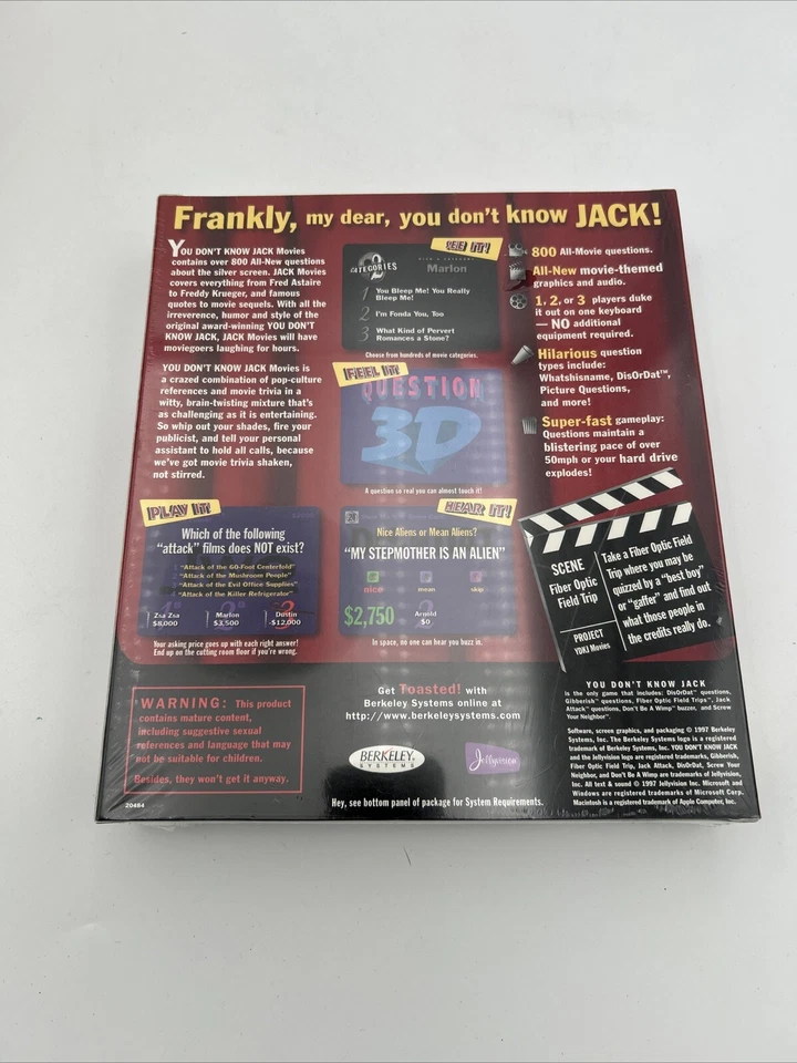 You Don't Know Jack Movies (Windows/Mac, 1997) PC Game - New Sealed - Image 3 of 3