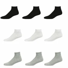 12 Pairs Pack Men Ankle Casual Sports Cotton Socks Solid Color White Black Gray