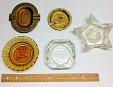 5 Vintage Glass Ashtrays Best Western,Shereton Hotels, Burger King Al Rano Grill