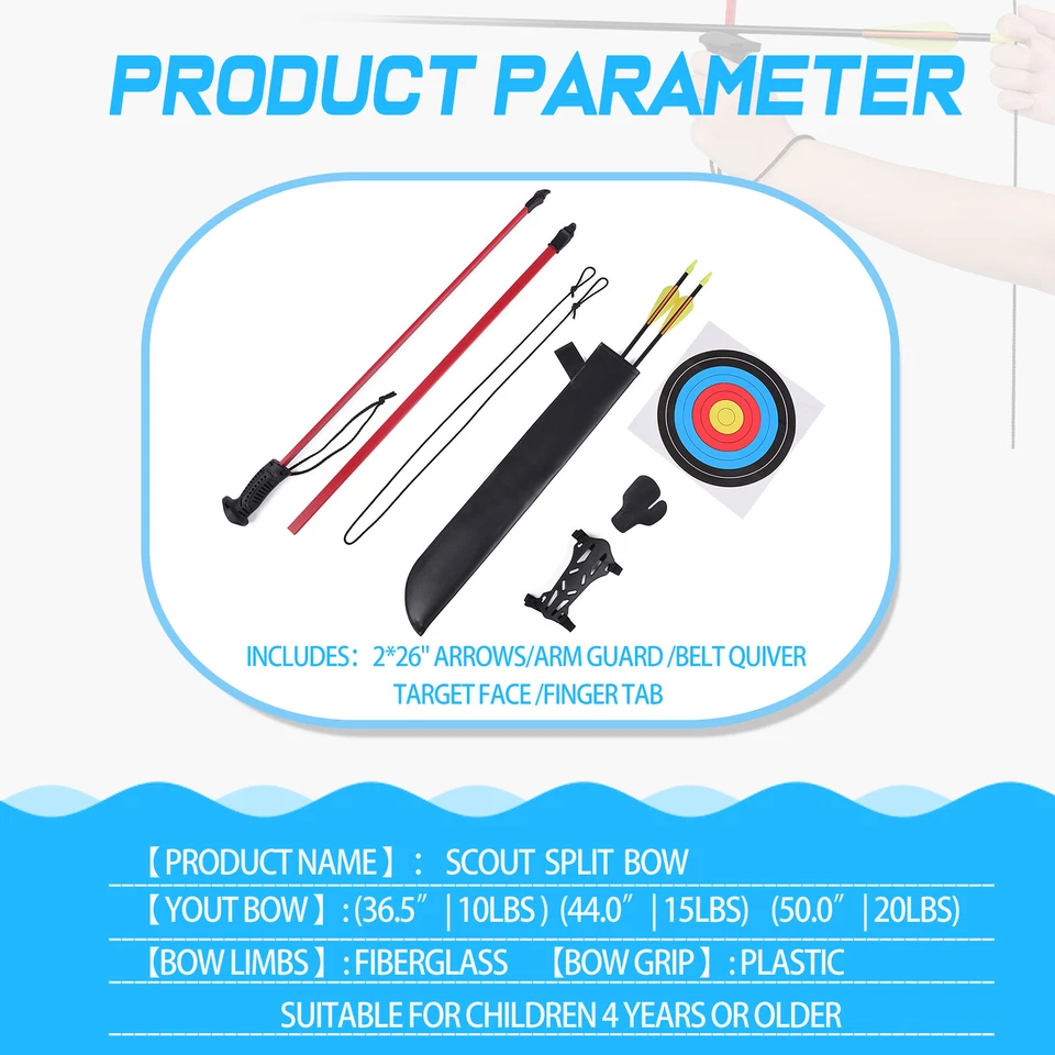 36.5" Bow and 5pc Arrow Set for Teenagers Archery Beginner Gift Recurve Bow Kit - Image 2 of 4