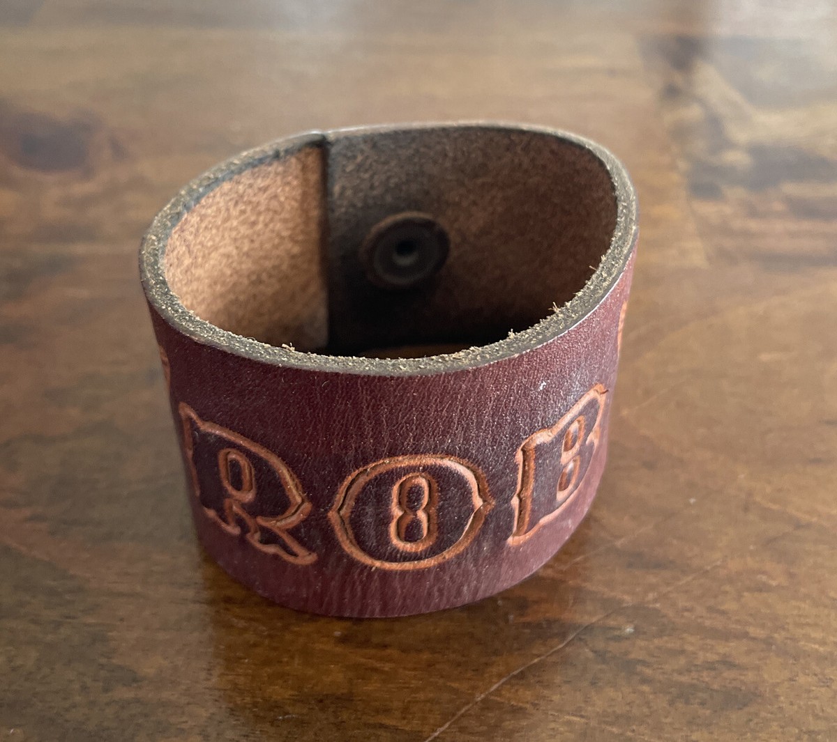 Vintage “ROB” Harley Davidson Leather Bracelet Cuff Wristband Snap