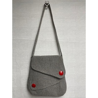 Chic Boho Handmade Black Gray Red And Natural Woven Zig Zag Crossbody Bag