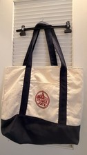 Trader Joes Beige Canvas Lg. Tote  Navy/Red Large Logo Grocery Bag Eco Friendly