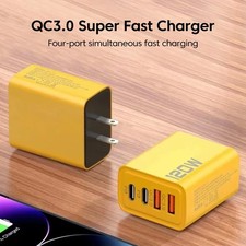 2PCS 120W 4-Port USB C Fast Wall Charger Block All Cell Phone 16 15 13 11 X iPad
