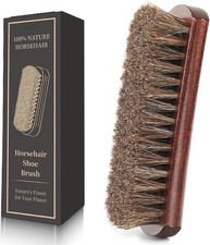 100 7in Horsehair Shoe Brush Horse Hair Brush for Leather Boots Cleaning Polish