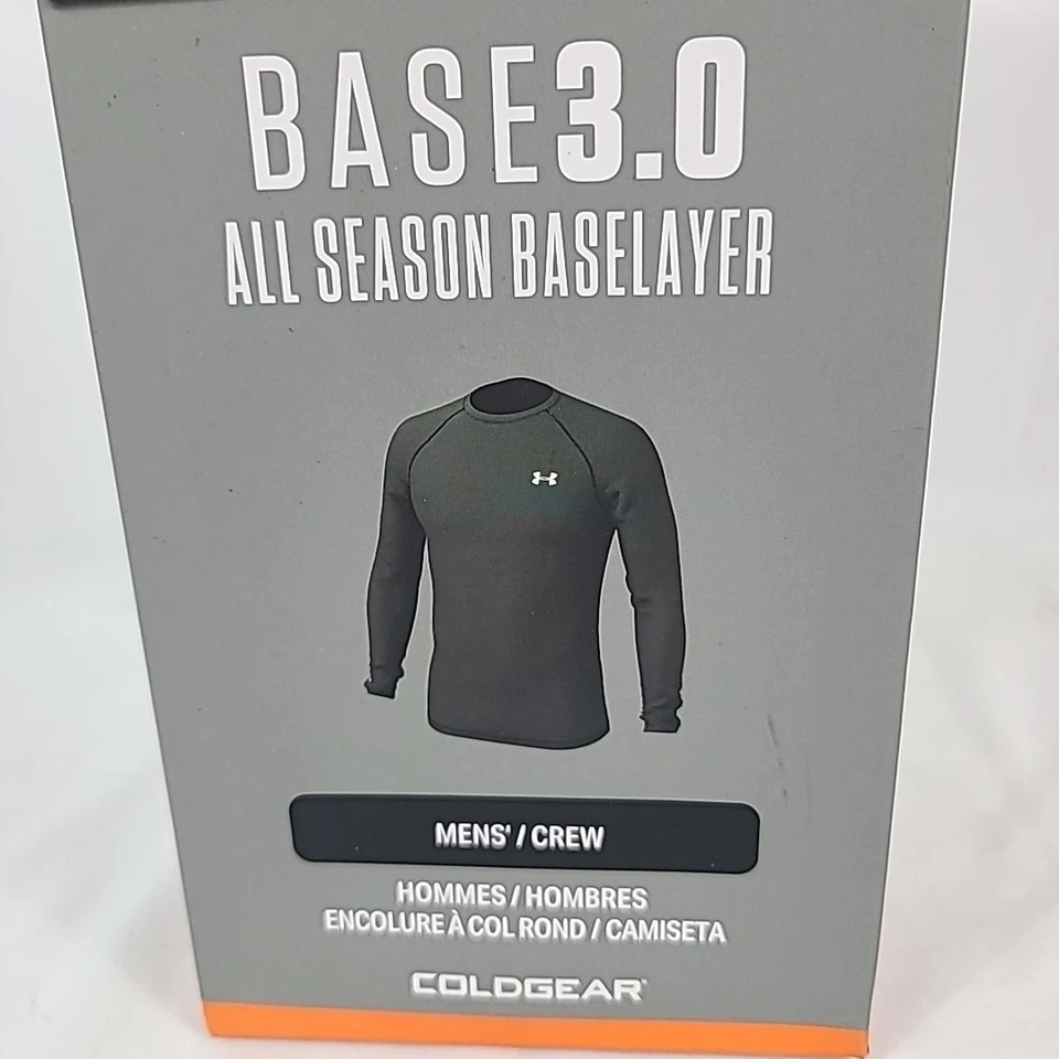 NEW Under Armour Men's Black Base 3.0 All Season Baselayer Crew Top Sz L - Image 2 of 4
