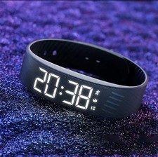 LED Digitalwecker Wecker Armband Vibration Vibrationsalarm Silikon schwarz