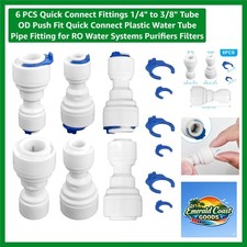 6 PCS Quick Connect Fittings 1/4" to 3/8" Tube OD Push Fit Quick Connect Plas...