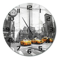 Glasuhr Wanduhr Dekoration Aus Glas Taxis New York Schwarze Zeiger Fi60 Cm