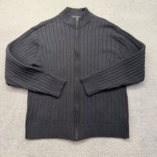 Chaps 70741 Mens XL Black 100 Cotton C28969 Full Zip Ribbed Mock Neck Sweater