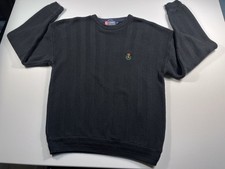 VTG Chaps Ralph Lauren Hand Framed Herringbone Cotton Knit Sweater Mens L Black