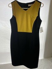 KASPER Womens Black Color Block Wear To Work Sheath Dress Petites 2P