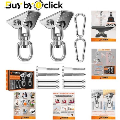 Langlebige 360° drehbare Deckenhaken | 2er Pack Edelstahl für Innen & Außen