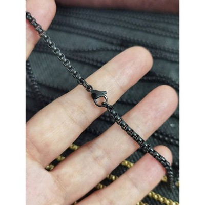 Pure Titanium 3mm Width Square Box Chain Anti-allergy Ultralight Necklace Unisex