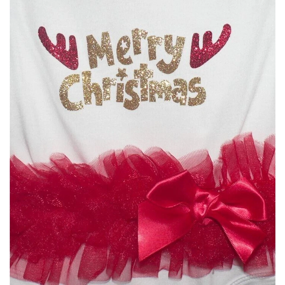 Popatu Bebé Niña Feliz Navidad Falda Tutú Body Blanco 18mth $28 Foto 3 de 4