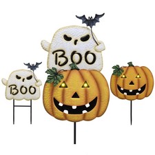 Metal Halloween Yard Stakes, Halloween Decorations for Outdoor with Ghost Pum...