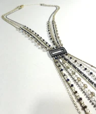 Juicy Couture layered necklace Lariat Long chain Sparkling rainbow beaded tassel