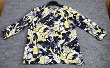 Chaps Women’s Pullover Cotton Tunic Navy Yellow White Floral 3/4 Sleeves XL