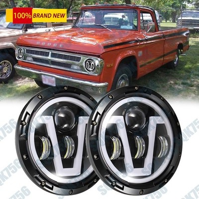 7'' Halo LED Headlights for Dodge Dart 1964-76 D100 D200 W100W Pickup