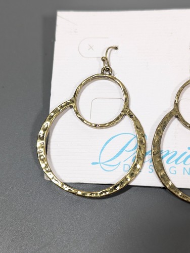 Premier Designs Gold Tone Hammered Round Dangle Earrings Boho Western - 第 3/6 張圖片