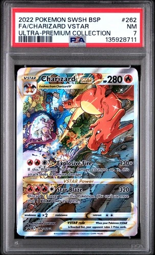 2022 POKEMON SWSH ULTRA-PREMIUM COLLECTION #262 FULL ART/CHARIZARD VSTAR PSA 7
