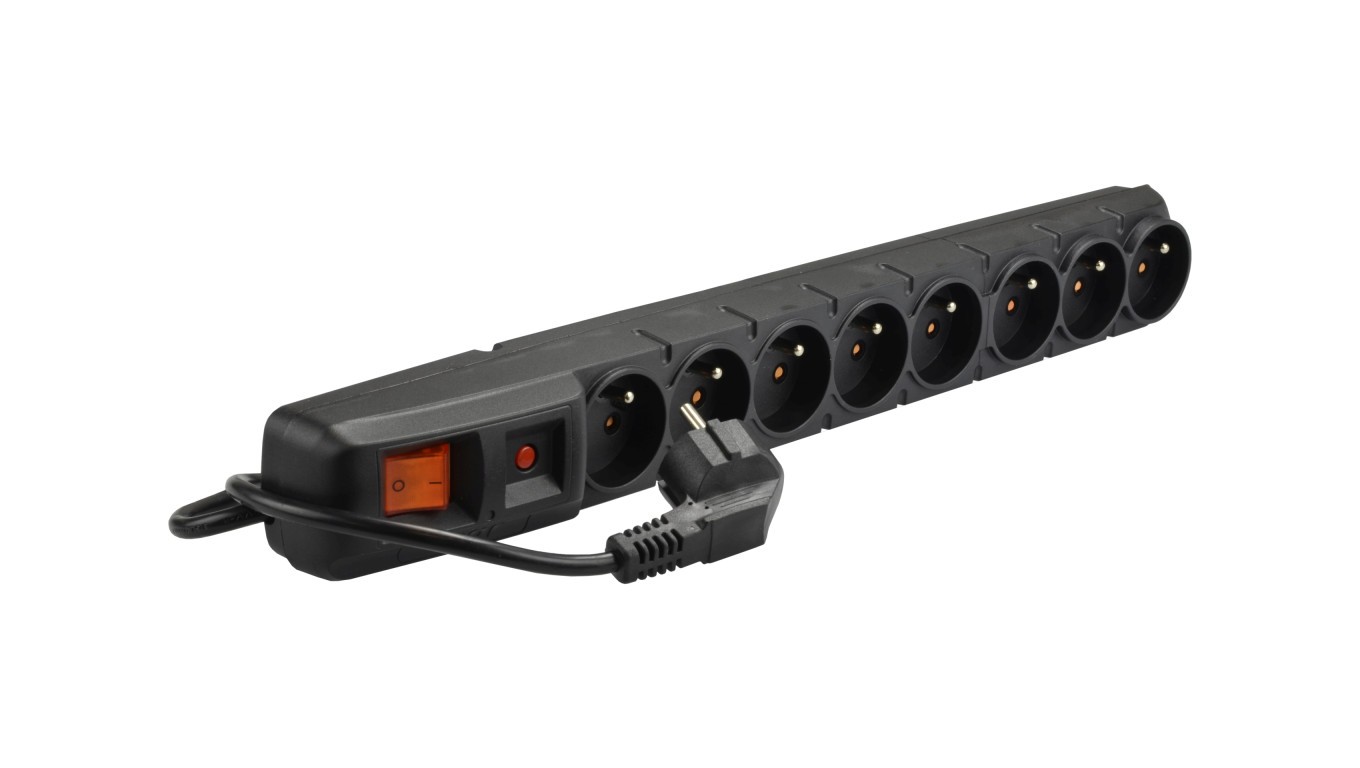 Surge Protector Extension Lead 8 Outlet with/u ACAR S8 5m Black
