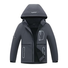 Boys Rain Jacket Lightweight Waterproof Hooded Fleece Lined Raincoat Windbrea...