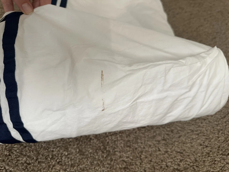 Pottery Barn Niños Cuna Niño Ropa de Cama Azul Harper Cama Falda Blanca y Azul Marino Foto 3 de 3