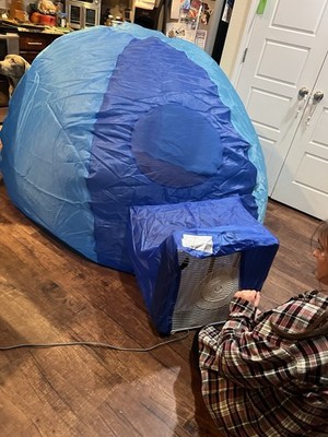 New Discovery Kids Inflatable Air Fort Tent Dome Fan Wind Tunnel Playhouse 77x50
