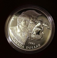 1995 Canada Proof Silver Dollar 325th Anniversary of Founding Of Hudson's Bay Co