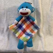 Baby Starters Sock Monkey Lovey Security Blanket Knit Rattle Stuffed Animal toy