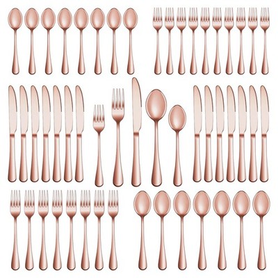 30 Pcs Rose Gold Silverware Set Service for 6, Premium Stainless Steel Flatwa...