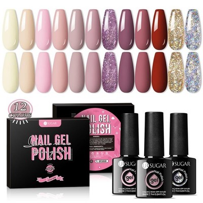 UR SUGAR UV Gel Nagellack Set 12 Farben Rose Lila Glitter