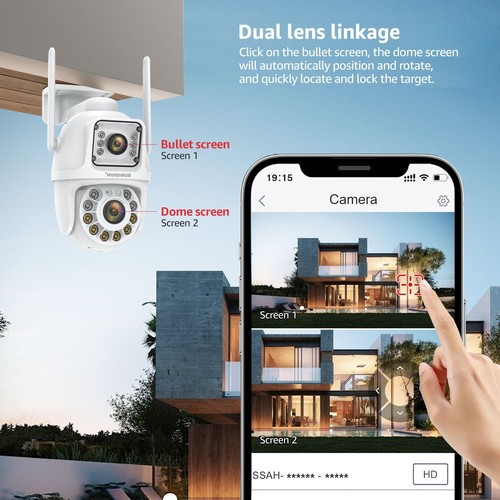 Dual Lens Linkage Überwachungskamera Outdoor, Wireless PTZ Dual Screen Kamera, 360... - Bild 3 von 8