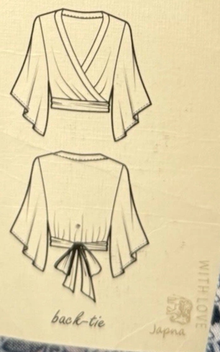Japna Red Cream Stripe Tie Front/ Back Kimono Top S Boho Festival Crop Blouse A2 image 4