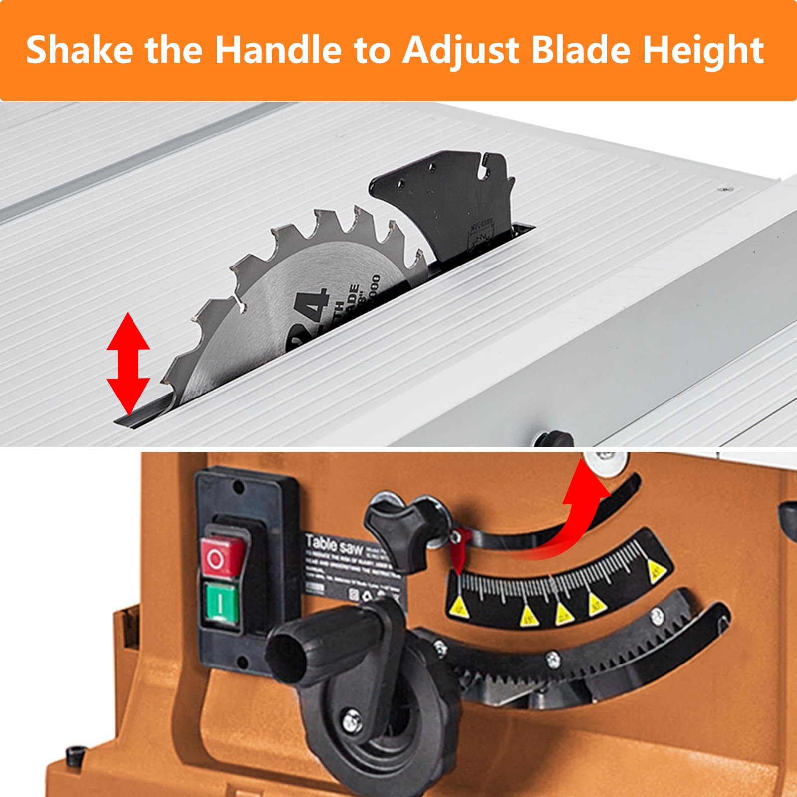 10" Table Saw 15 Amp 5000RPM Woodworking Saw With Stand 90&deg; Cross Cut Portable