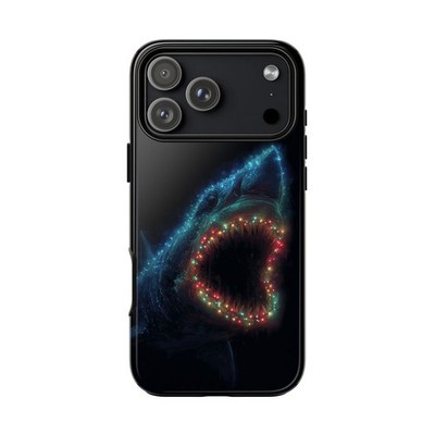Phone Ink - iPhone/Galaxy/Pixel - Tough Case - Shark Christmas Lights Teeth