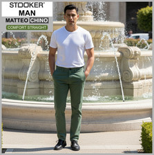 STOOKER MATTEO CHINO | olivine | COMFORT STRAIGHT | Twill-Chin-Hose | HERREN