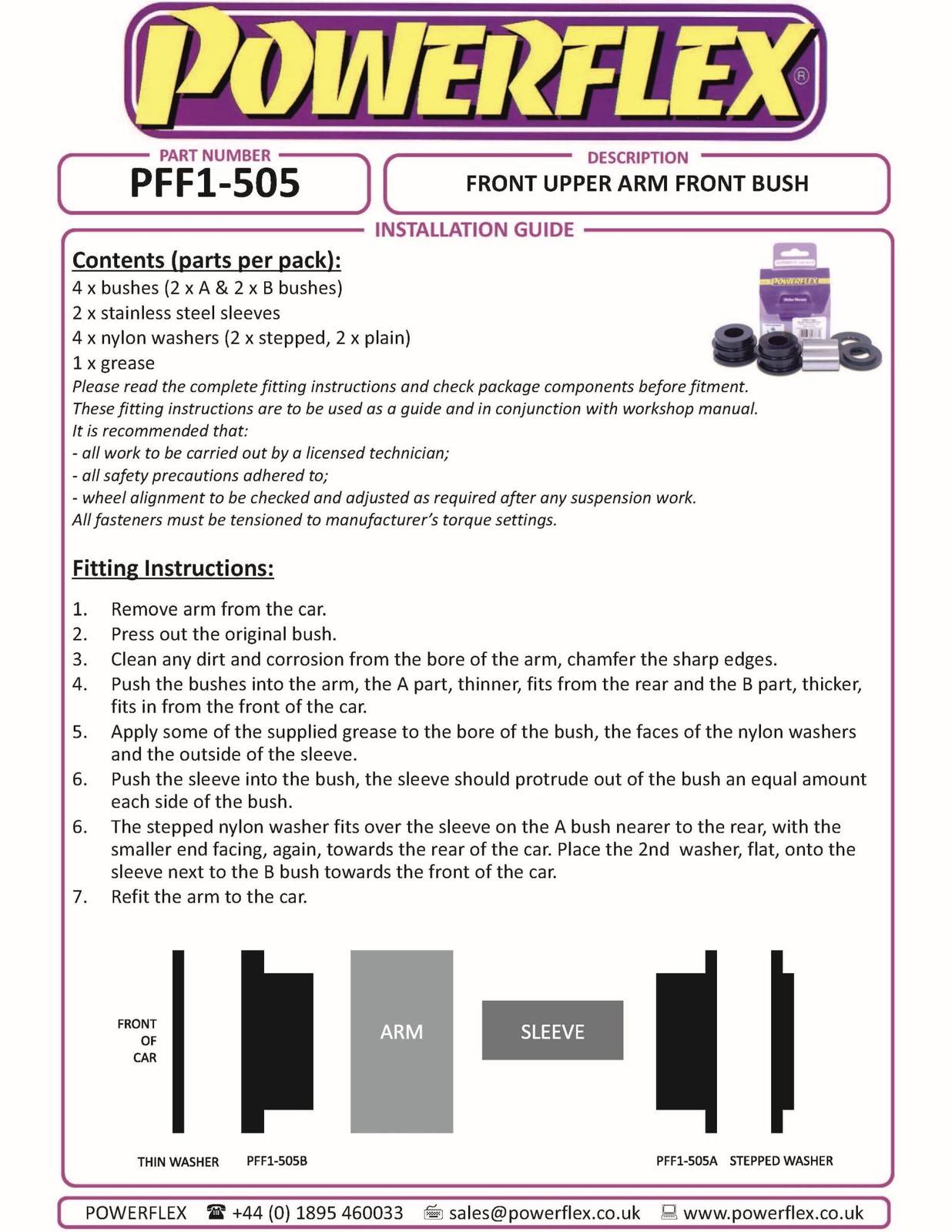 PFF1-505BLK Powerflex Black Front Upper Arm Front Bushes