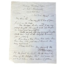 1888 Railway Banking Office Handwritten Letter Neil Macdonald Wall Street NY