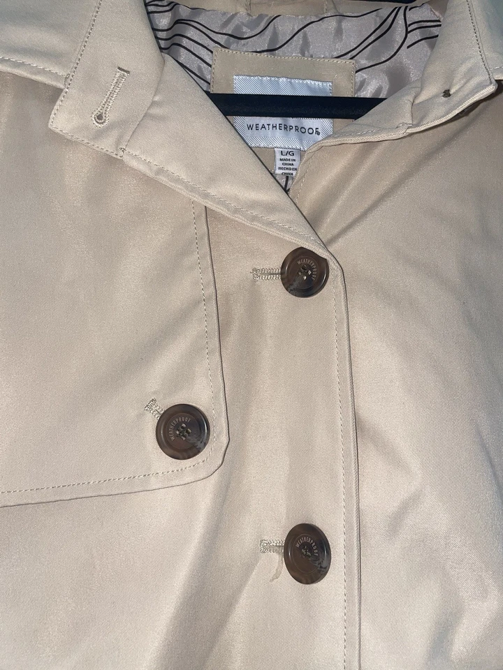 Gabardina abotonada resistente a la intemperie con capucha talla grande para mujer nueva con etiquetas Foto 4 de 4