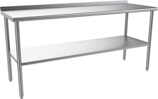 72" Stainless Steel Table - Heavy Duty Workbench for Garage & Commercial Kitchen