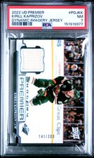 2022 UD PREMIER PREMIER DYNAMIC IMAGERY JERSEYS KIRILL KAPRIZOV 141/300 PSA 7
