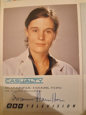 Suzanna Hamilton Casualty Signed Cast Card Photo